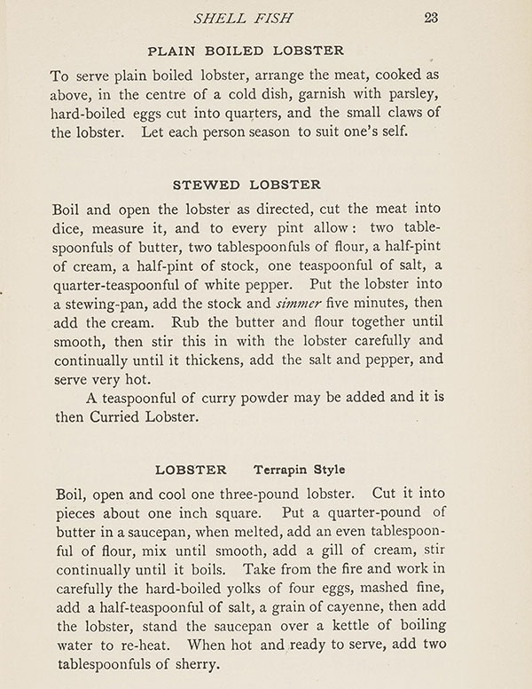 Rorer, Sarah Tyson Heston, World's Fair Souvenir Cook Book. (Philadelphia: Press of Arnold and Company, 1904), 23. RB-F 641
